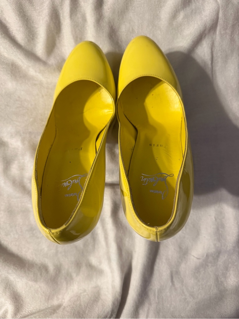Christian Louboutin Bright Yellow Patent Pumps